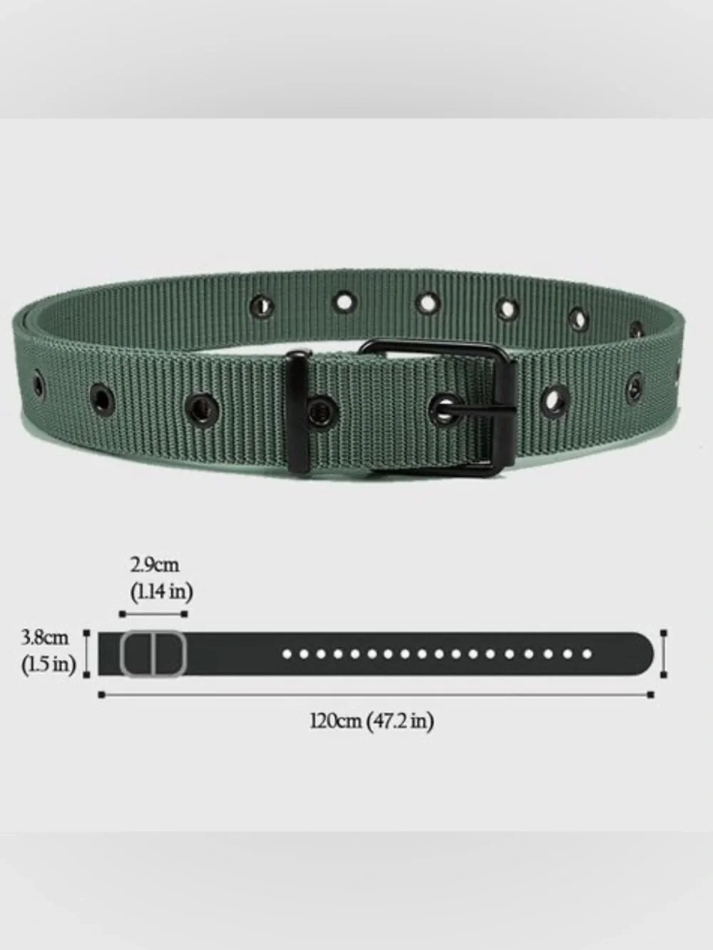 Nylon Waist Belt with Multiple‎ Holes & Black Buckle Eyelet Design Grey NEW